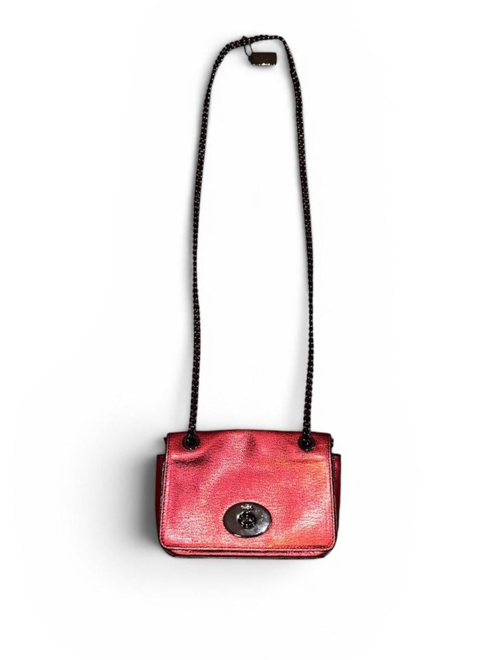 Coach Metallic Red and Black Crossbody Bag with Chain Straps